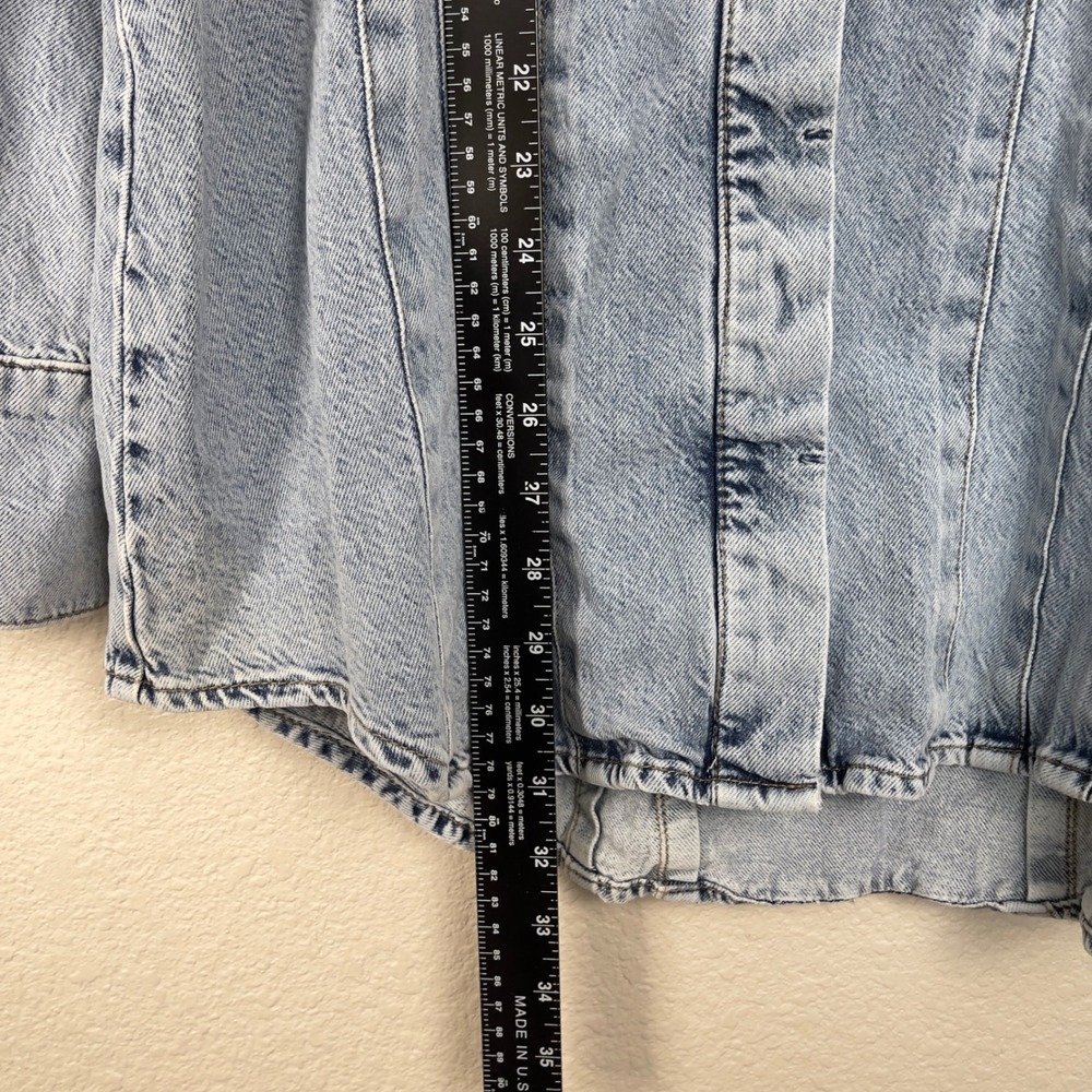 Good American Seamed Long Sleeve Denim Shirtdress Size 4 XL Blue Mini - Picture 13 of 15
